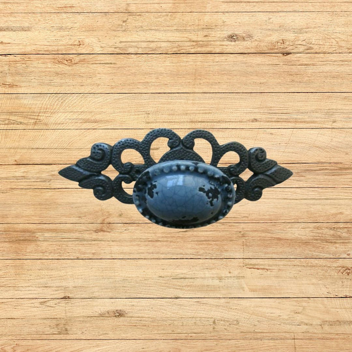 French Grey Glazed Cabinet Knob with back plate