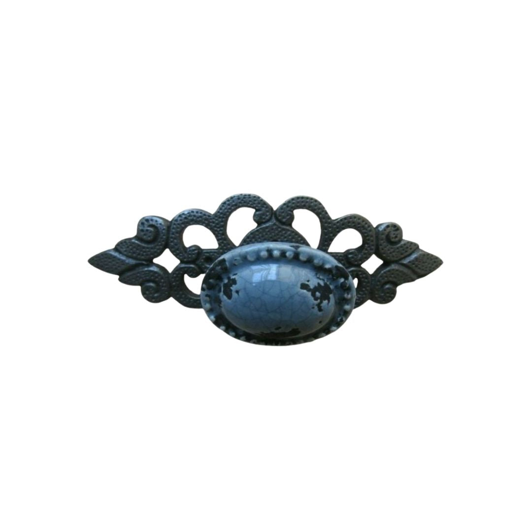 French Grey Glazed Cabinet Knob with back plate