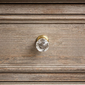 Glass Faceted Crystal Cabinet Knob Brass 32mm