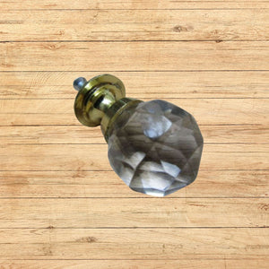 Glass Faceted Crystal Cabinet Knob Brass 32mm