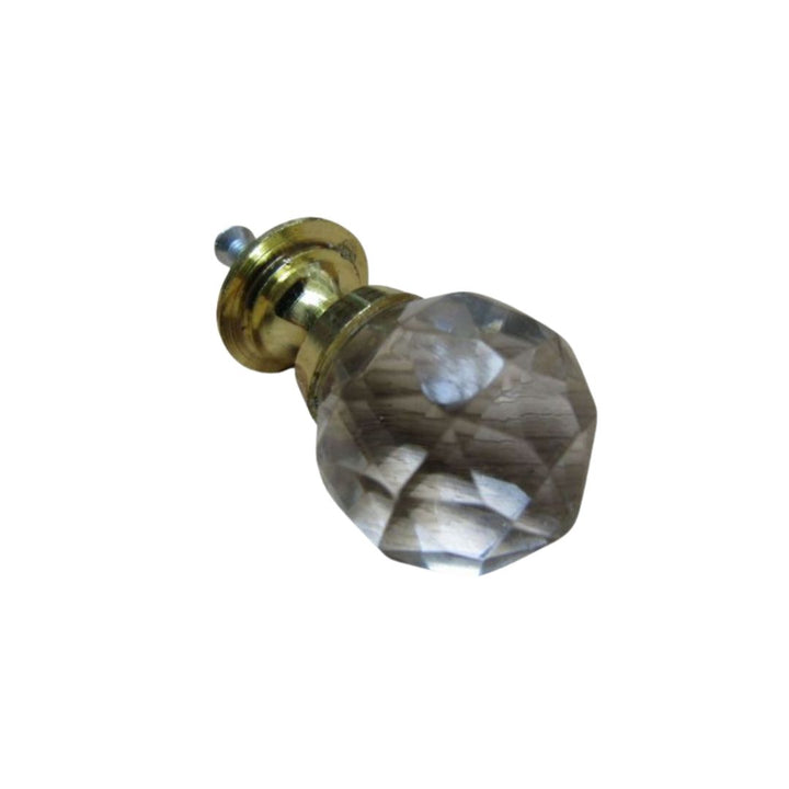 Glass Faceted Crystal Cabinet Knob Brass 32mm
