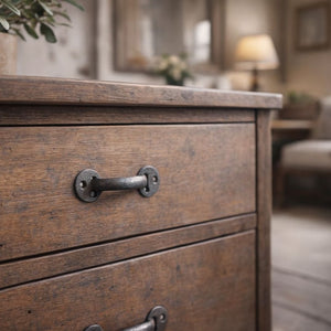 Penny End Cabinet Pull Handle Handforged 4" Antique Iron