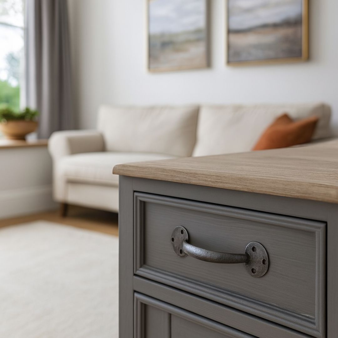 Penny End Cabinet D Pull Handle  8" Antique Iron