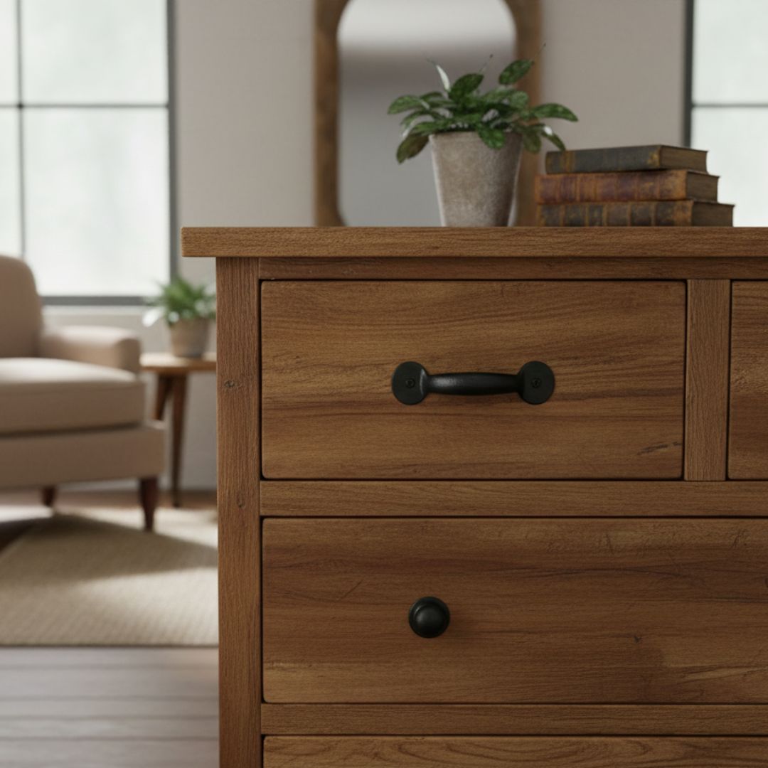 Penny End Cabinet Pull Handle 4" Black Wax Finish