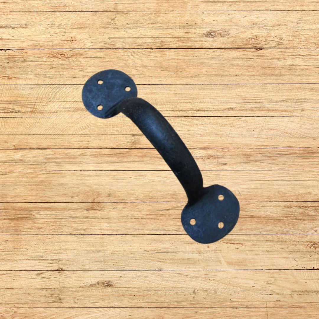 Handforged Penny End Cabinet Pull Handle 6" Black Wax Finish