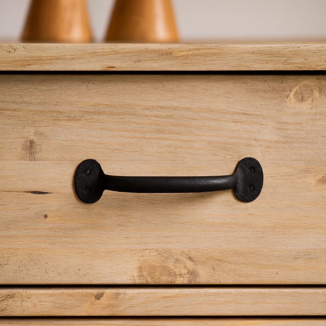 Penny End Cabinet Pull Handle Handforged  9" Black Wax