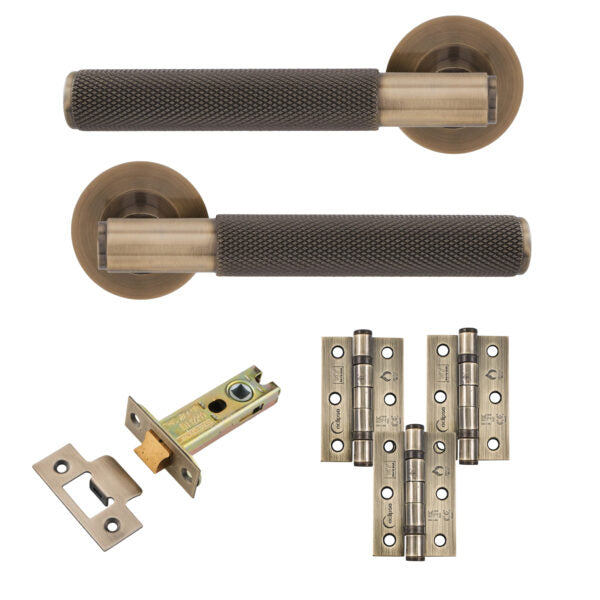 Knurled Door Lever Latch Pack with Hinges