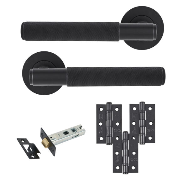 Knurled Door Lever Latch Pack with Hinges