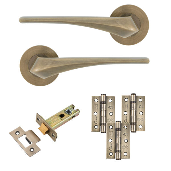 Lanza Door Lever Bathroom Pack with Hinges