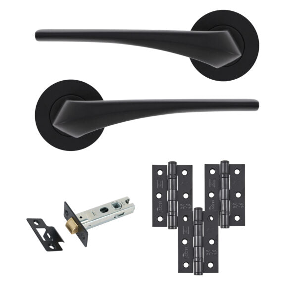 Lanza Door Lever Bathroom Pack with Hinges