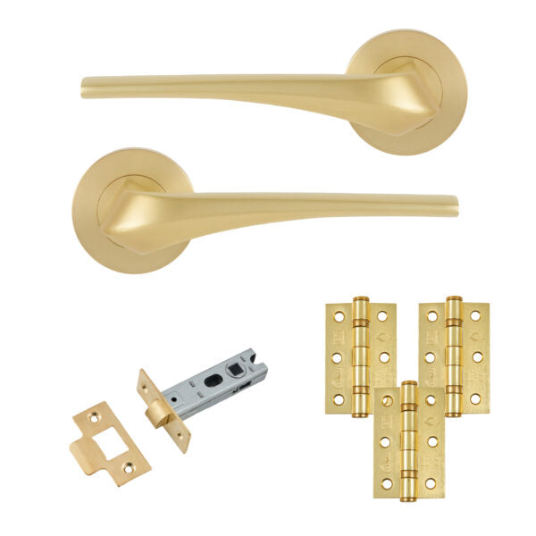 Lanza Door Lever Bathroom Pack with Hinges
