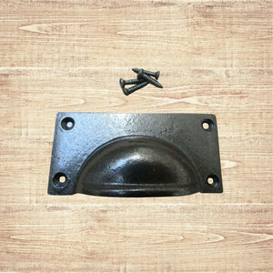 Large Lipped Rectangular Cup Pull Handle Antique Iron
