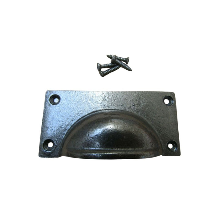 Large Lipped Rectangular Cup Pull Handle Antique Iron
