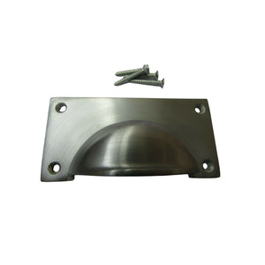 Large Lipped Rectangular Cup Pull Handle Satin Chrome
