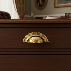 Large Plain Victorian Cup Pull Handle Polished Brass
