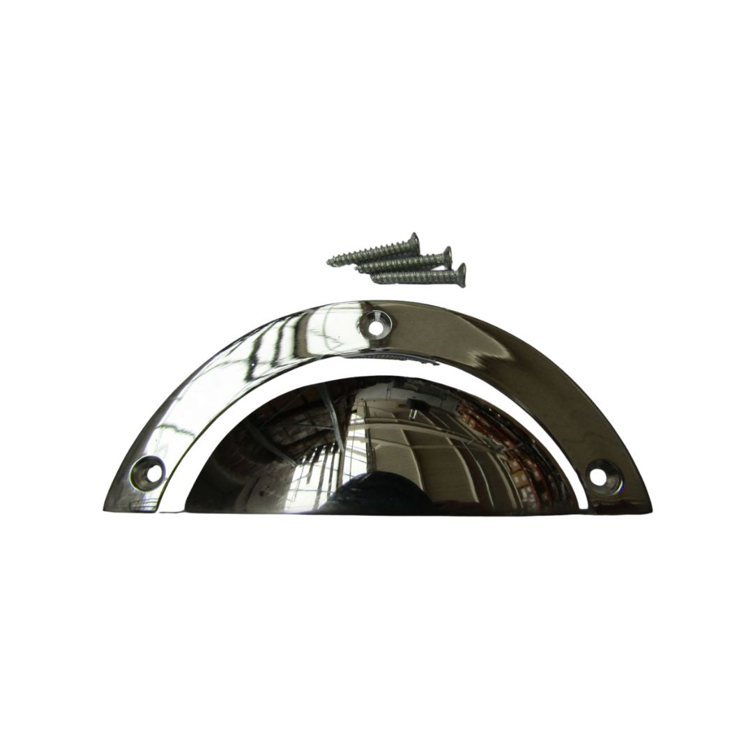 Large Plain Victorian Cup Pull Handle Polished Chrome
