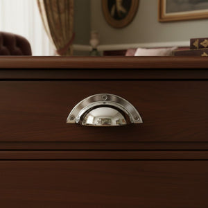 Large Plain Victorian Cup Pull Handle Polished Chrome
