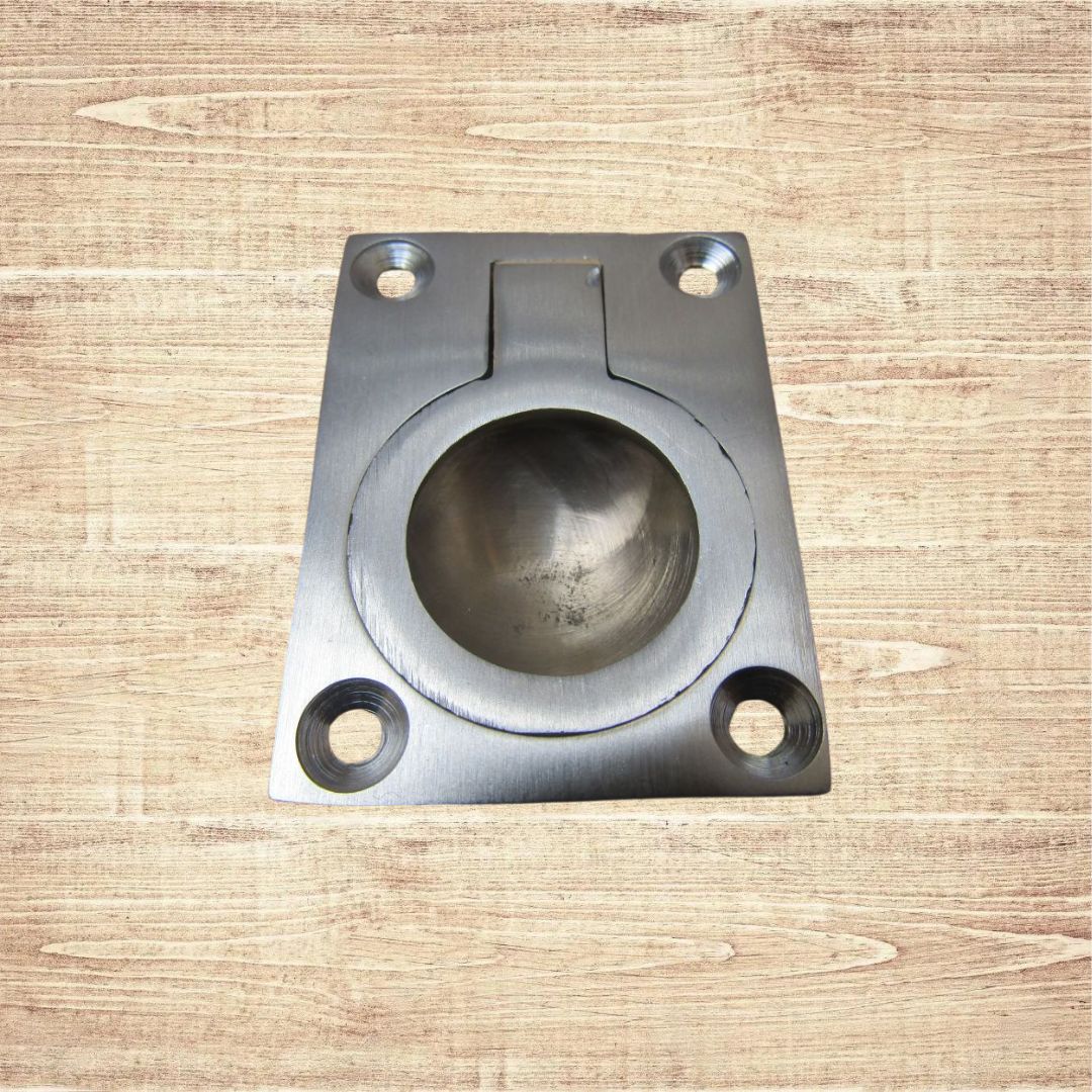 Large Rectangular Ring Pull Satin Chrome