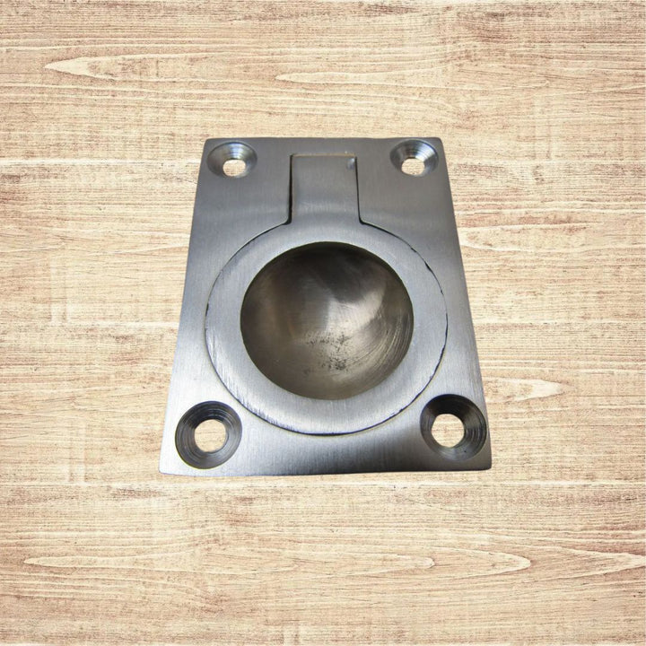 Large Rectangular Ring Pull Satin Chrome