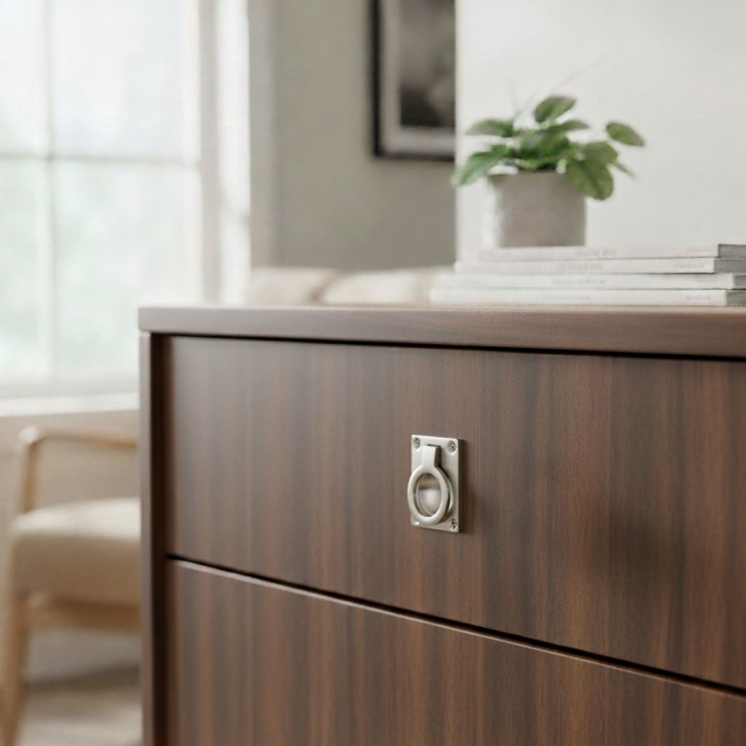 Large Rectangular Ring Pull Satin Chrome