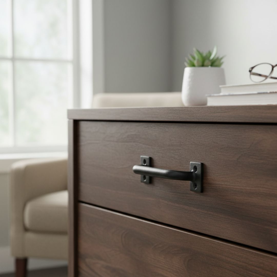 Square End Sash Pull Handle Black Antique Large 