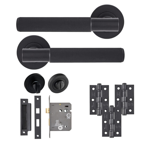 Linear Door Lever Bathroom Pack with Hinges