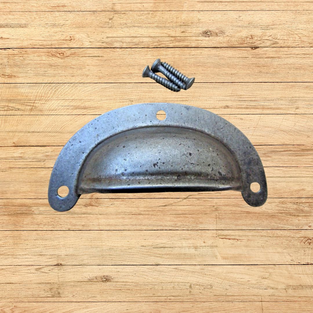 Antique Iron Lugged Pressed Steel Cup Pull Handle
