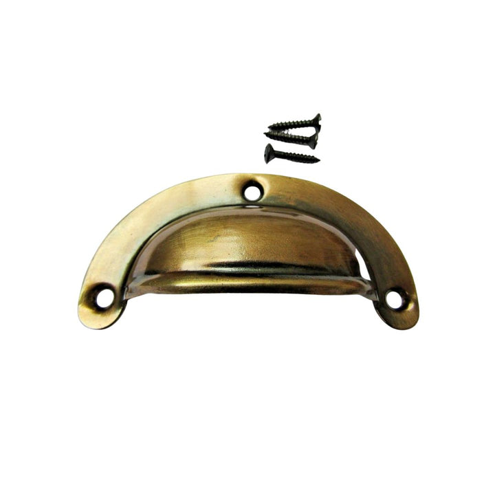 Antique Brass Lugged Pressed Steel Cup Pull Handle