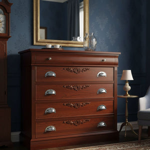 Lugged Pressed Steel Cabinet Cup Pull Handle Chrome