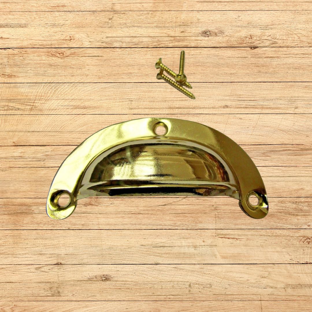 Polished Brass Lugged Pressed Steel Cup Pull Handle
