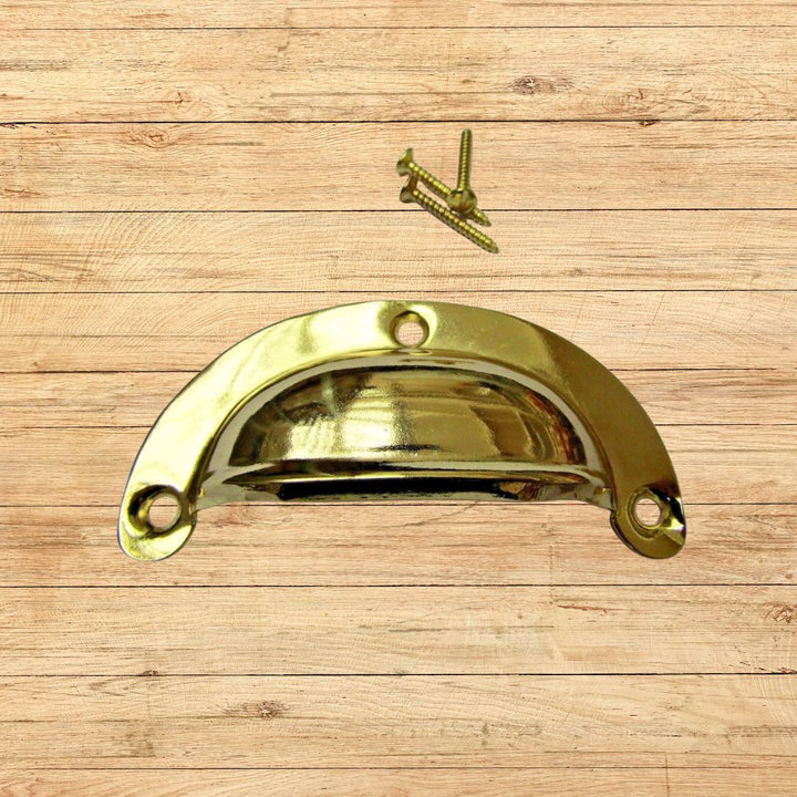 Polished Brass Lugged Pressed Steel Cup Pull Handle