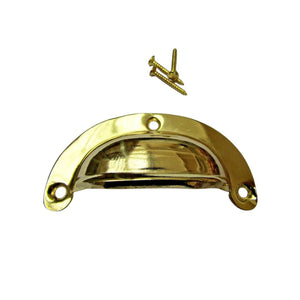 Polished Brass Lugged Pressed Steel Cup Pull Handle