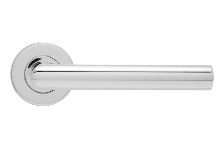 Fire Rated Mitred Lever on Rose Door Handle Stainless Steel