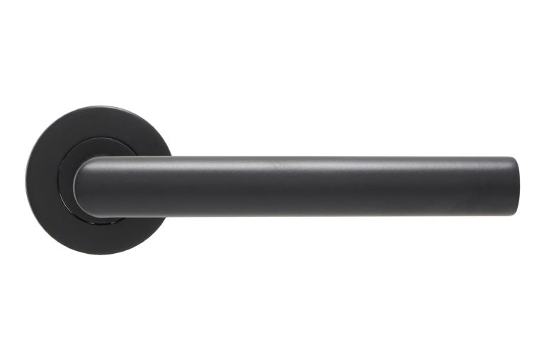 Fire Rated Mitred Lever on Rose Door Handle Stainless Steel