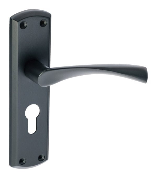 Monza Lever on Backplate Door Handle Matt Black