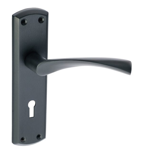 Monza Lever on Backplate Door Handle Matt Black