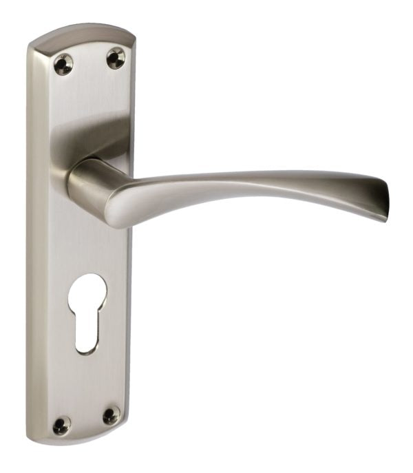 Monza Lever on Backplate Door Handle Satin Nickel