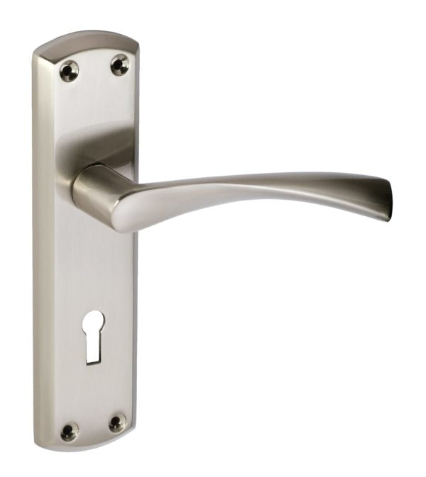 Monza Lever on Backplate Door Handle Satin Nickel