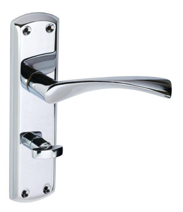 Monza Lever on Backplate Door Handle Polished Chrome 175x44mm