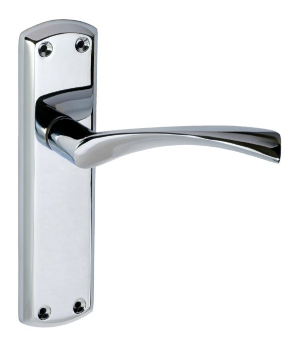 Monza Lever on Backplate Door Handle Polished Chrome 175x44mm
