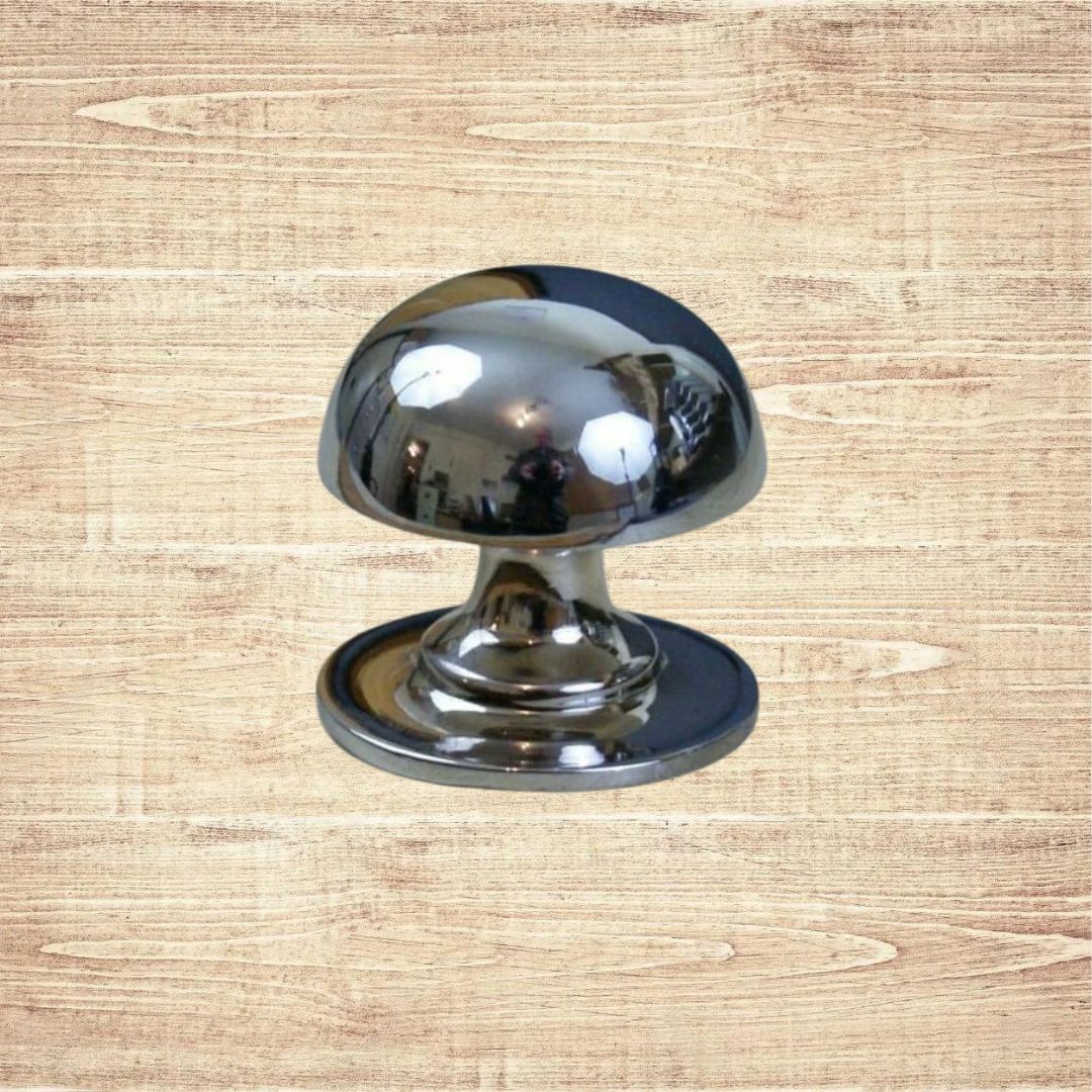 Mushroom Solid Brass Cabinet Knob Polished Chrome 32mm