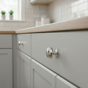Mushroom Solid Brass Cabinet Knob Polished Chrome 32mm