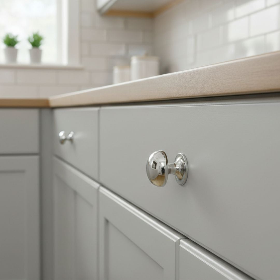 Mushroom Solid Brass Cabinet Knob Polished Chrome 32mm