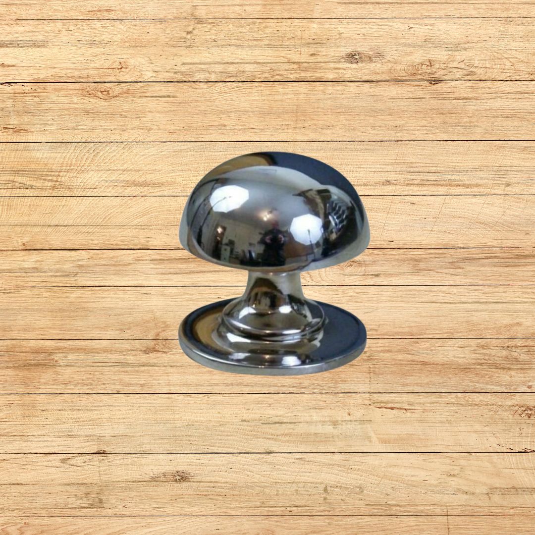 Mushroom Solid Brass Cabinet Knob Polished Chrome 32mm
