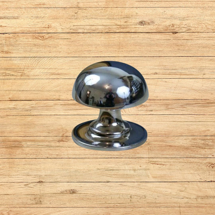 Mushroom Solid Brass Cabinet Knob Polished Chrome 32mm