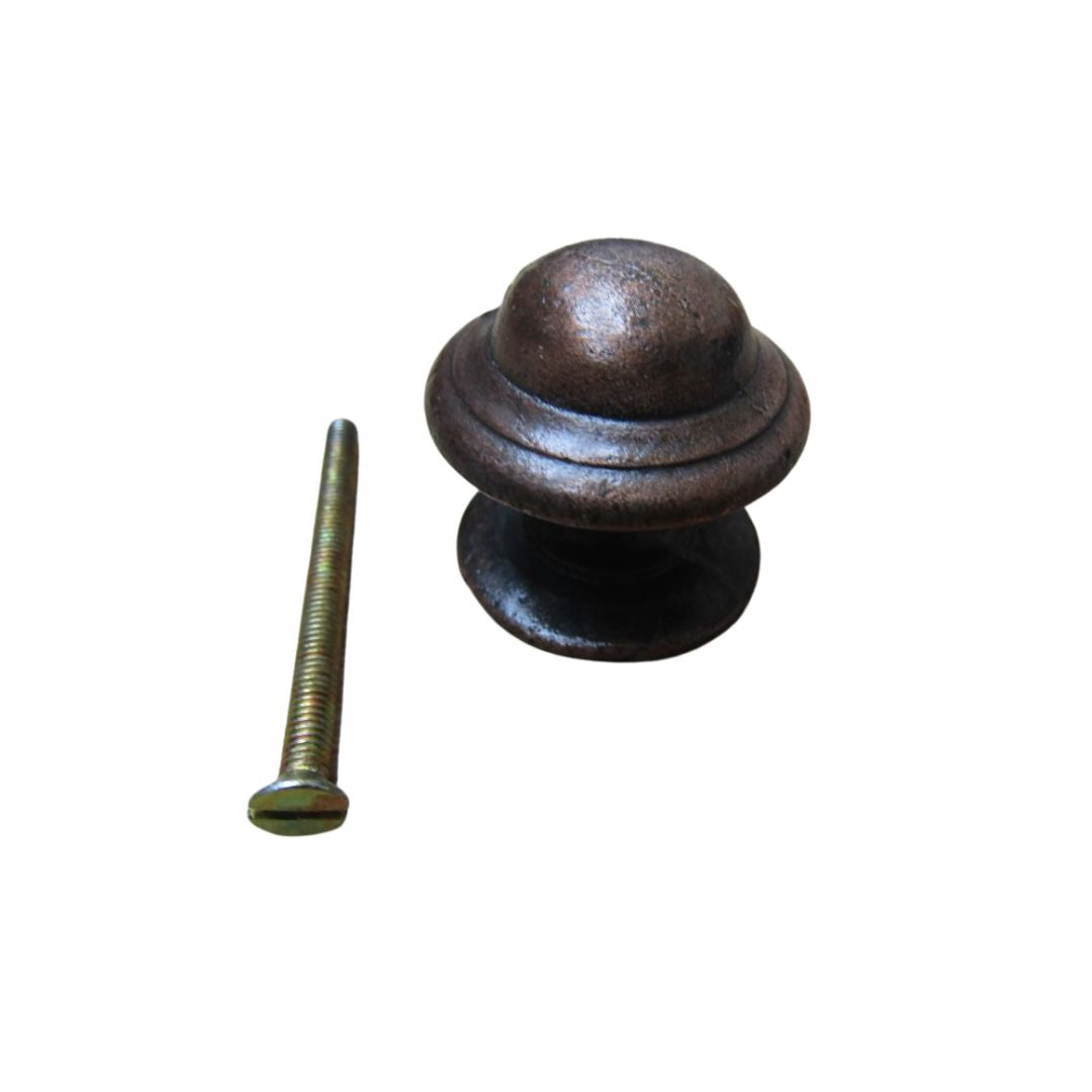 Mushroom Stepped Cabinet Knob Antique Copper 32mm