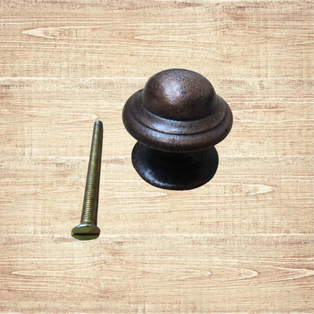 Mushroom Stepped Cabinet Knob Antique Copper 32mm