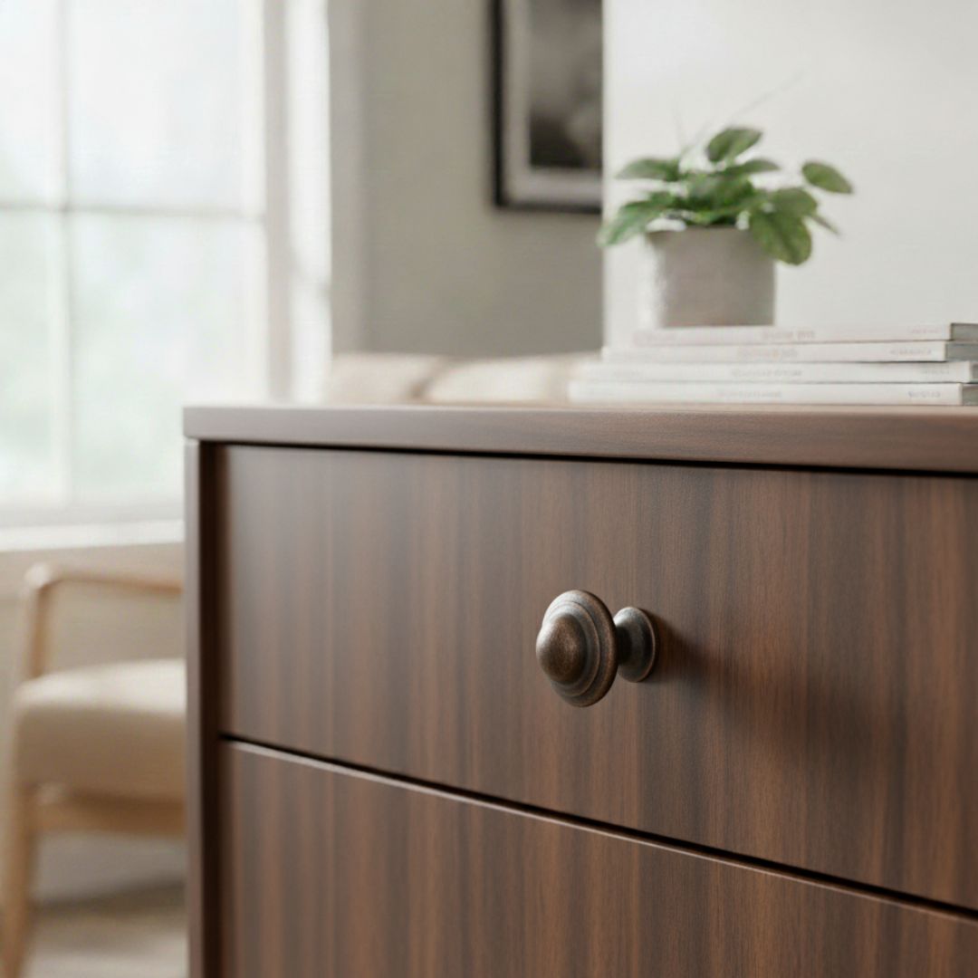 Mushroom Stepped Cabinet Knob Antique Copper 32mm