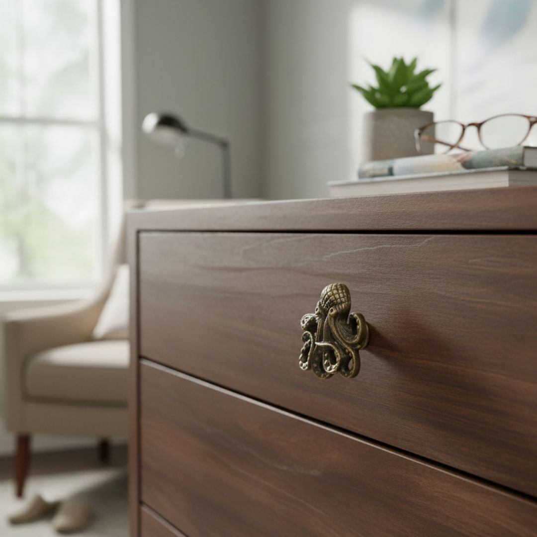 Octopus Knob Antique Brass