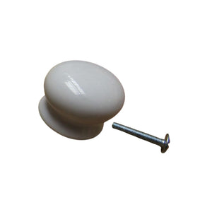 Old English White Plain Cupboard Knob 30mm

